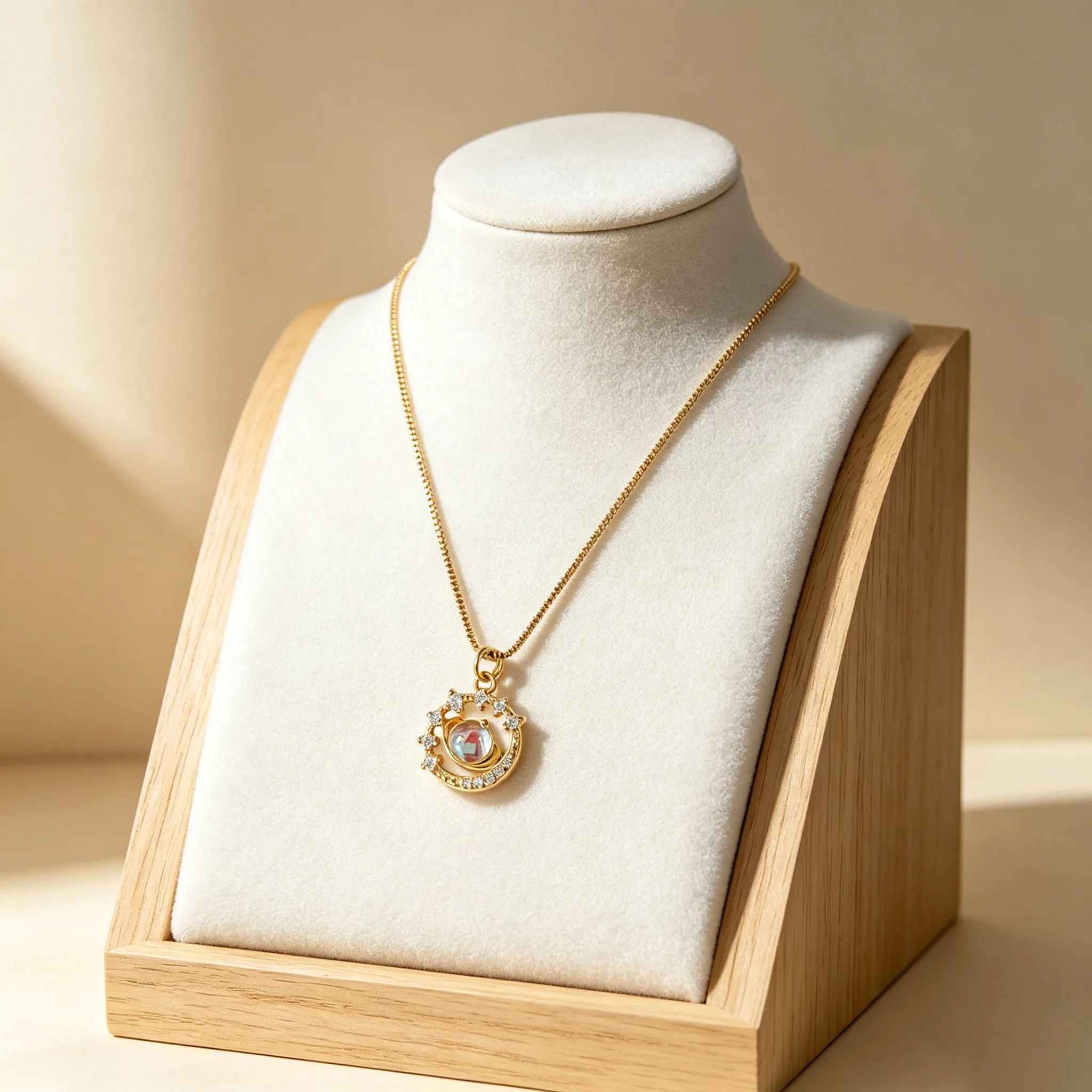 Blue Purple Aurora Zircon Galaxy Planet Star Pendant Thin Box Chain Gold Tone Retro Luxury Dainty Women Fashion Clavicle Necklaces