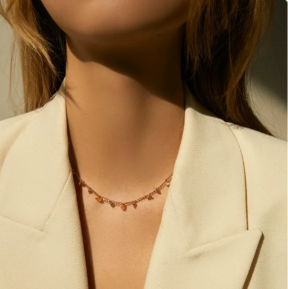 18K Real Gold Plated Copper Jewelry Irregular Colorful Natural Stone Choker Boho Ethnic Dainty Women Statement Necklaces view 3