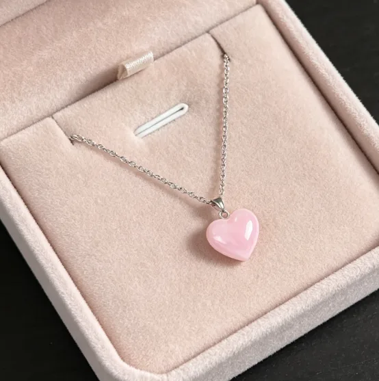 Heart Crystal Pendant Necklace Healing Gemstone Necklaces for Women Love Quartz Dainty Boho Vintage Reiki Amulet Layered Gift view 2