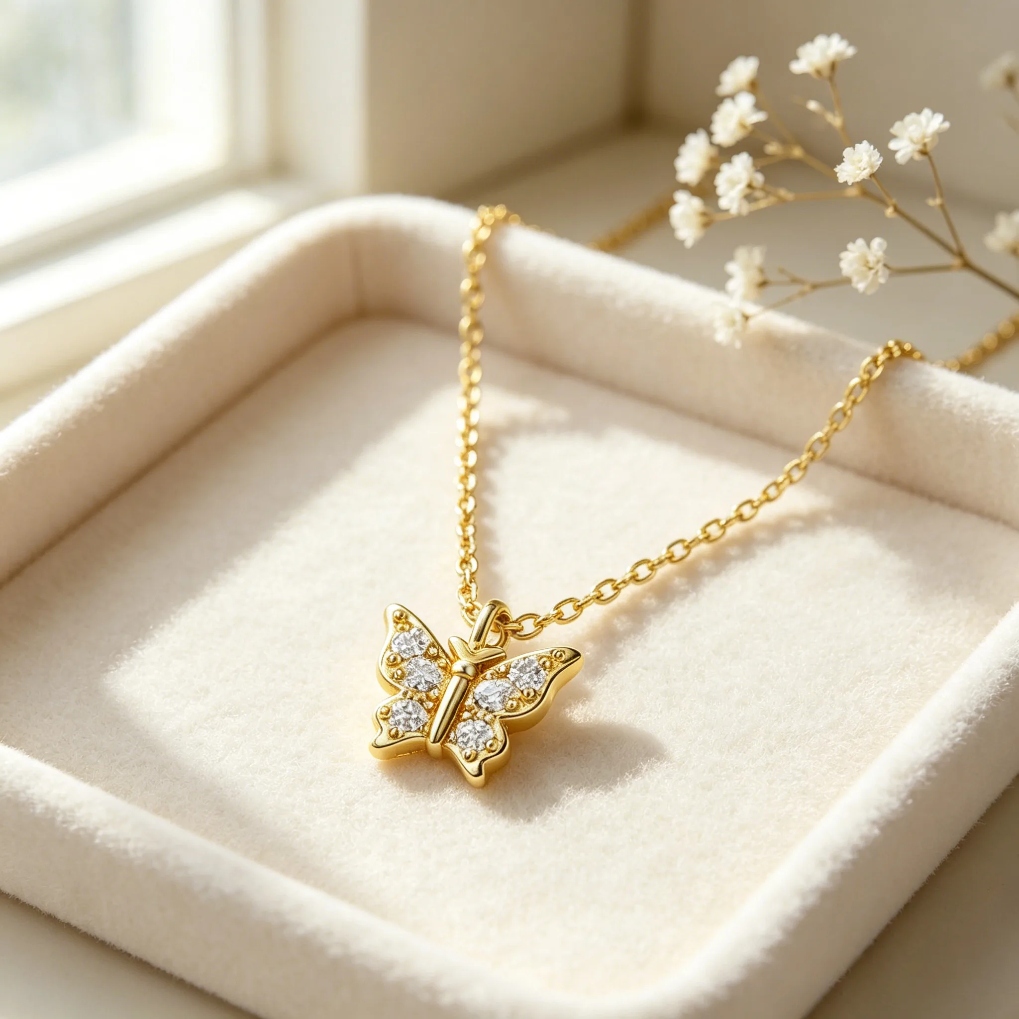 Shiny Micro Paved Zircon Tiny Butterfly Pendant Stackable Necklaces Silver Tone Dainty Minimalist Jewelry for Women Daily Gift view 3