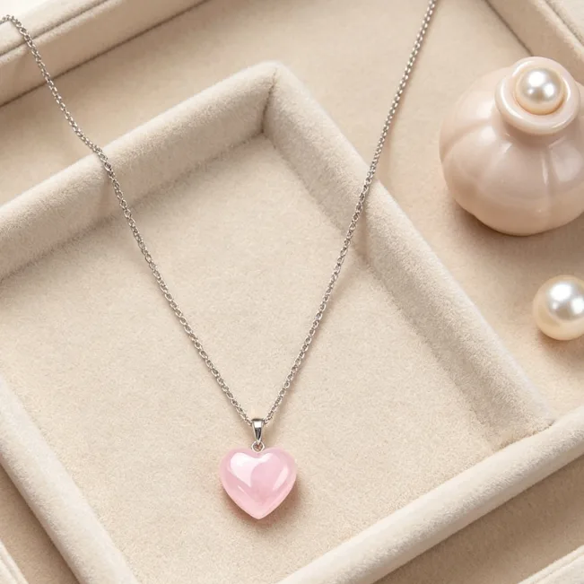 Heart Crystal Pendant Necklace Healing Gemstone Necklaces for Women Love Quartz Dainty Boho Vintage Reiki Amulet Layered Gift