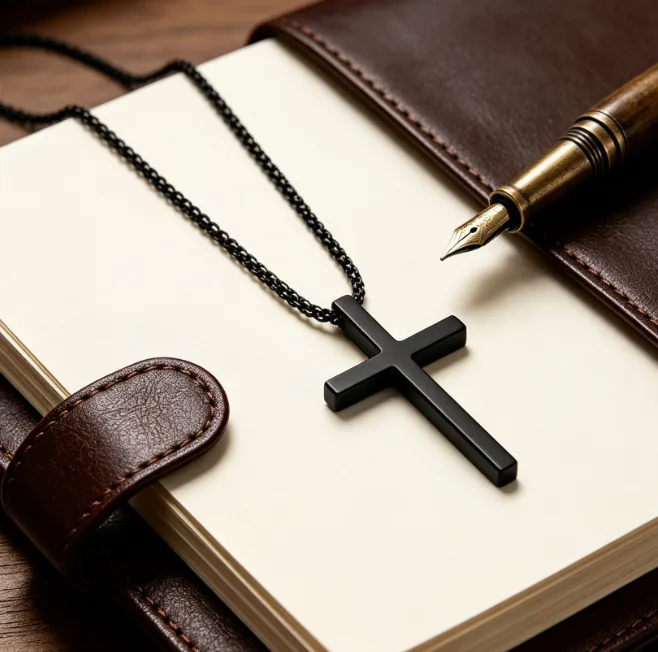 Polished Cross Pendant Stainless Steel Chain Necklace Waterproof Mens Jewelry Necklaces for Women Minimalist Punk Jewelry Gift
