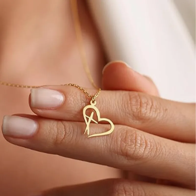 Hypoallergenic Waterproof Anti-Fade Stainless Steel Hollow Heart Cross Pendant Necklaces Gold Silver color Dainty Stackable Jewelry for Women