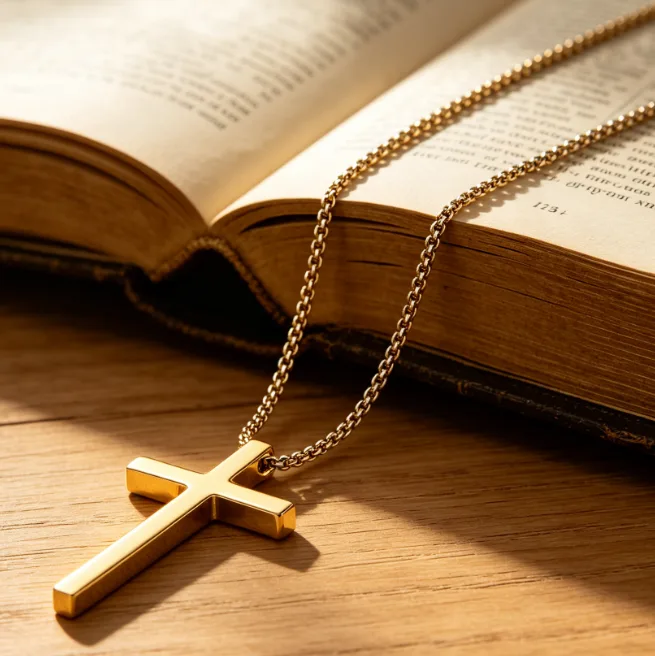 Polished Cross Pendant Stainless Steel Chain Necklace Waterproof Mens Jewelry Necklaces for Women Minimalist Punk Jewelry Gift view 3