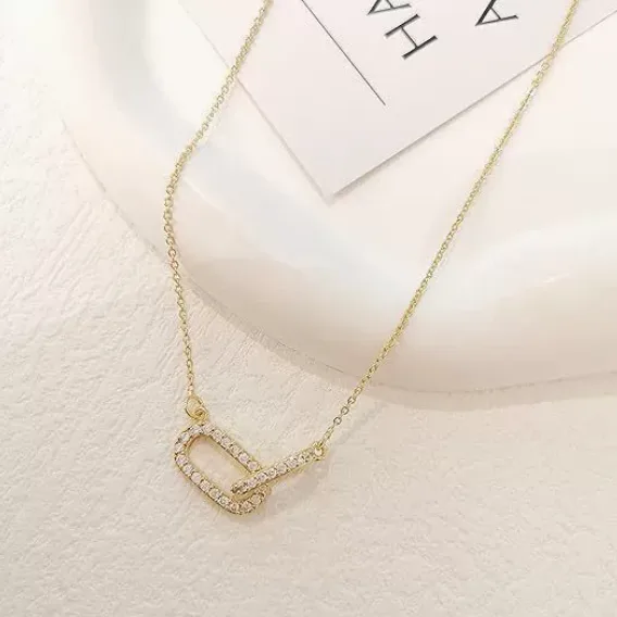 Fashion Zircon Carabiner Lock Pendant Thin Cable Chain Minimal Women Necklaces Daily Layering Wholesale jewelry view 3