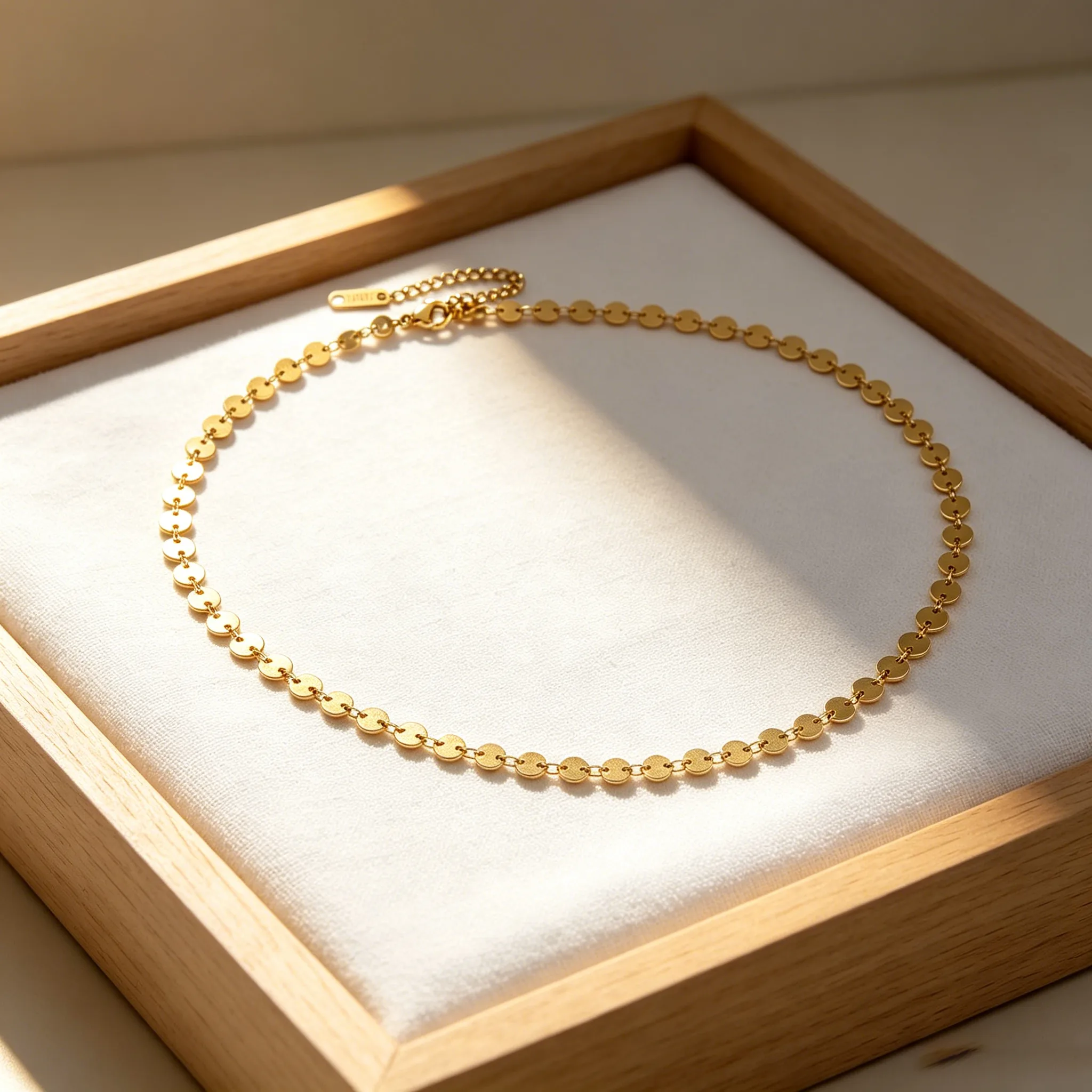 Anti-Fade 18K Gold Plated Hypoallergenic Stainless Steel jewelry Flat Disc Choker Dainty Minimal Multi Color Women Stackable Necklaces