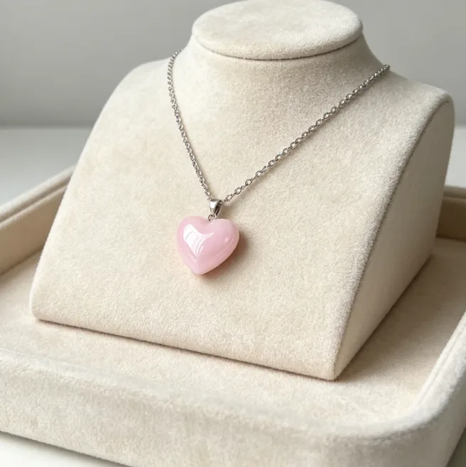 Heart Crystal Pendant Necklace Healing Gemstone Necklaces for Women Love Quartz Dainty Boho Vintage Reiki Amulet Layered Gift view 3