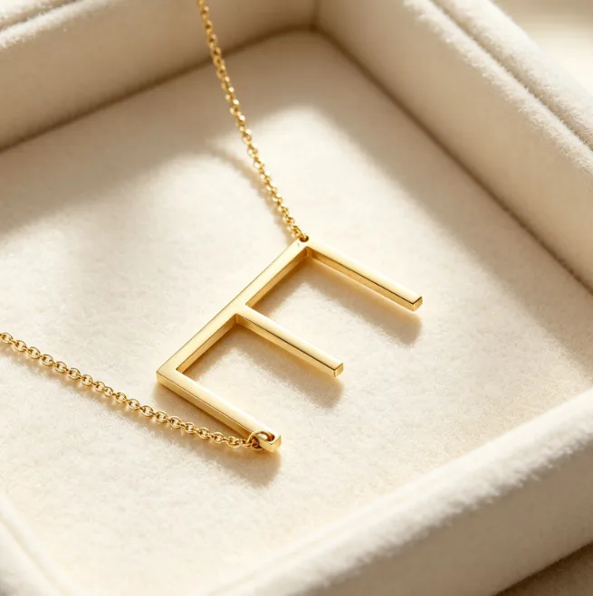 Large A-Z Letter Pendant Necklace Stainless Steel Sideways Personalized Initial Charms Necklaces for Women Birthday Wedding Jewelry view 2