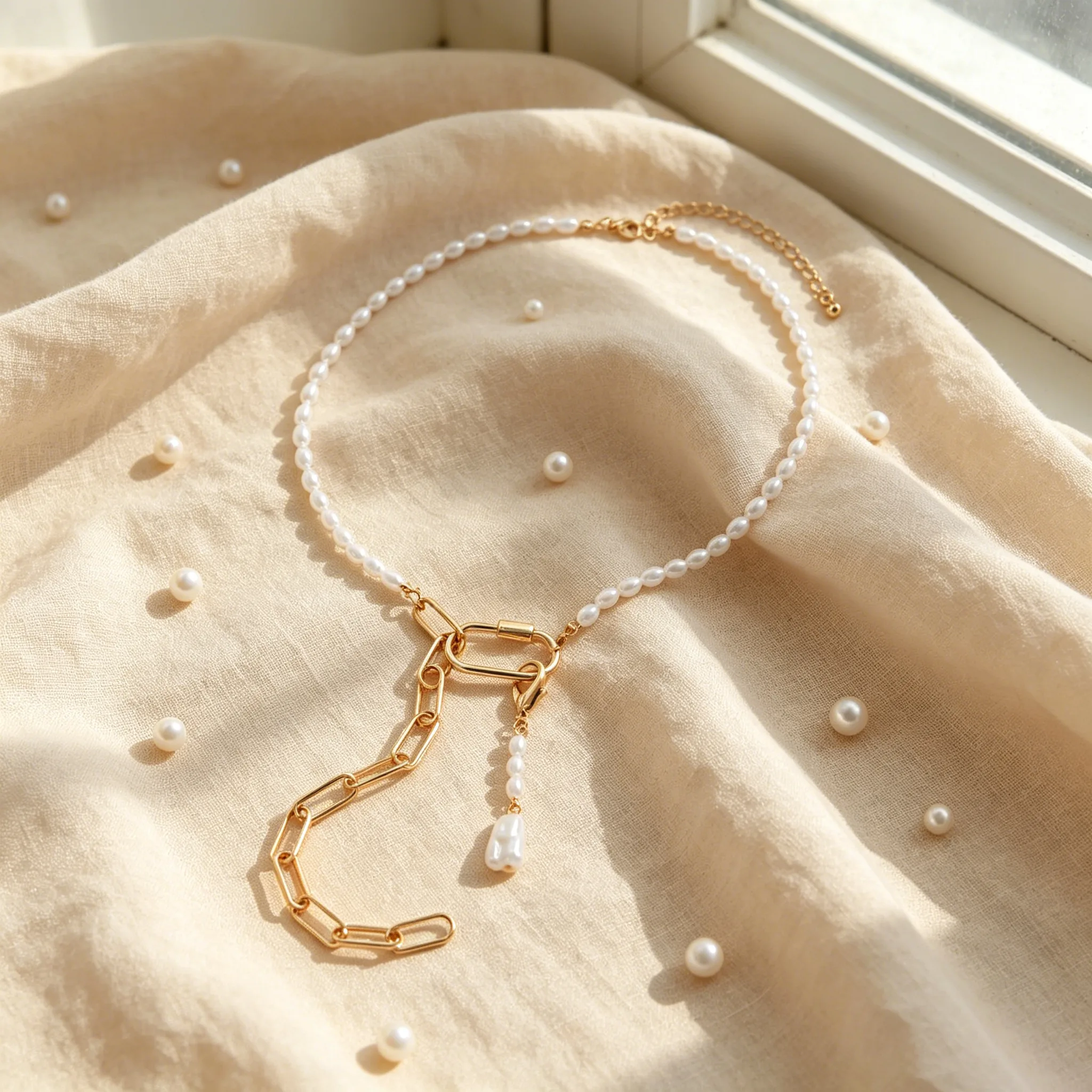 Detachable Imitation Pearl O Toggle Cross Link Y Drop Tassel Pendant Thin Chain Minimal Fashion Designer Necklaces Jewelry for Women