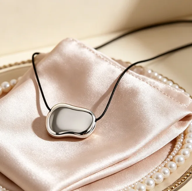 Irregular Geometric Pendant Necklace 18K Gold Plated Stainless Steel Waxed Cord Necklaces for Women Designer Statement Jewelry view 2