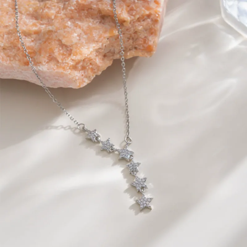 Star CZ Tassel Lariat Y Necklace Necklaces for Women Celestial Cubic Zirconia Drop Dainty Minimalist Layered Aesthetic Boho Gift view 2