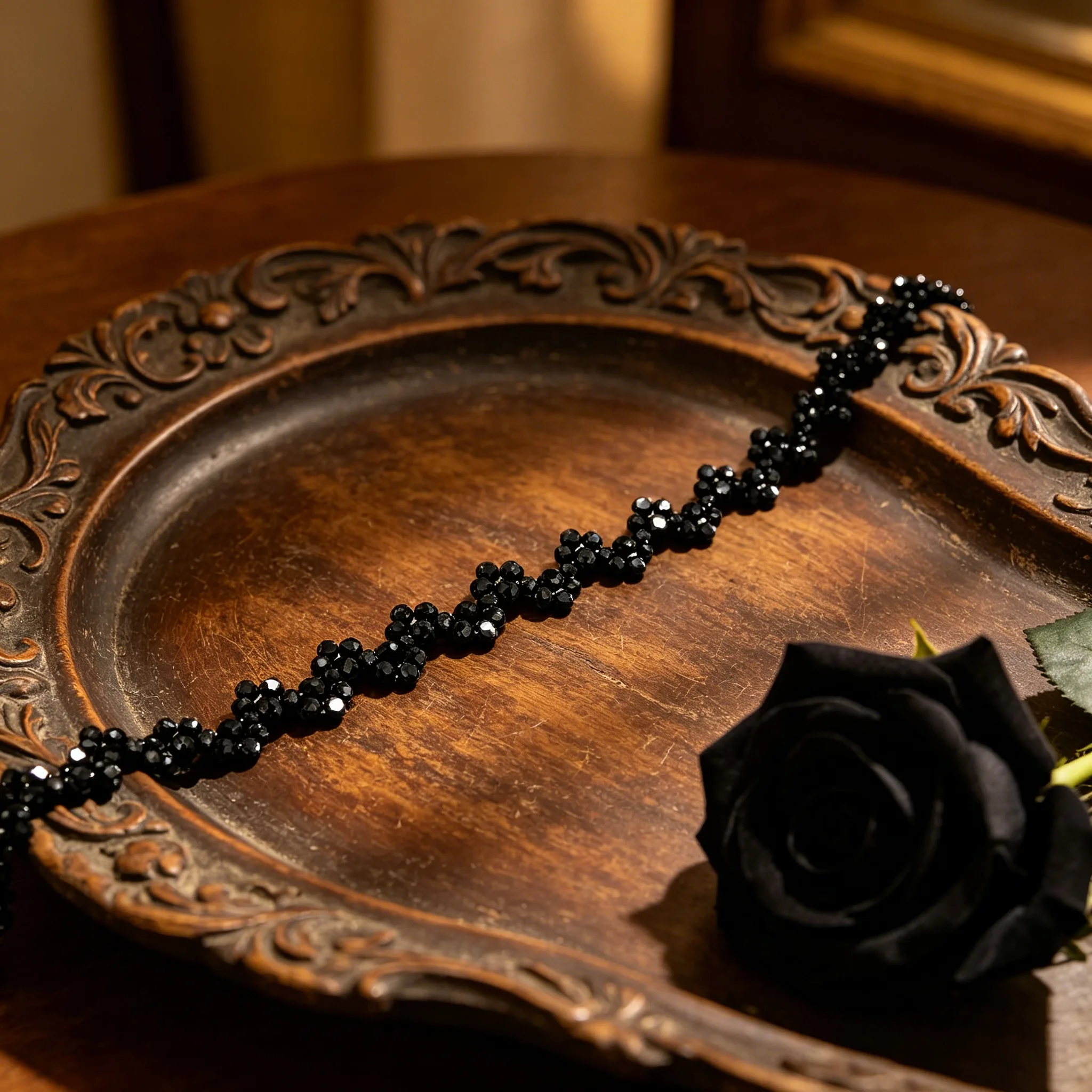 Sparkly Black Crystal Cluster Floral Choker Chic Trendy Elegant Short Neck Fashion Clavicle Necklaces Jewelry for Women view 2