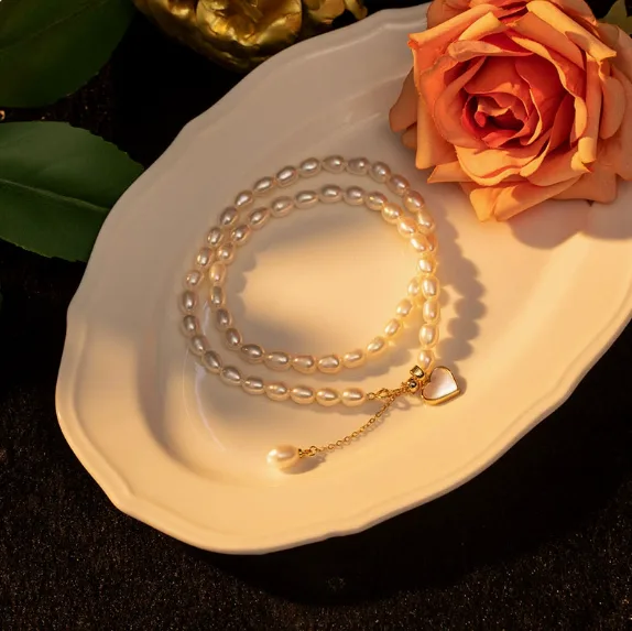 Fashion Oval Beaded Imitation Pearl Choker Shell Heart Drop Pendant Dainty Elegant Women Wdedding Versatile Necklaces Jewelry for Women view 2