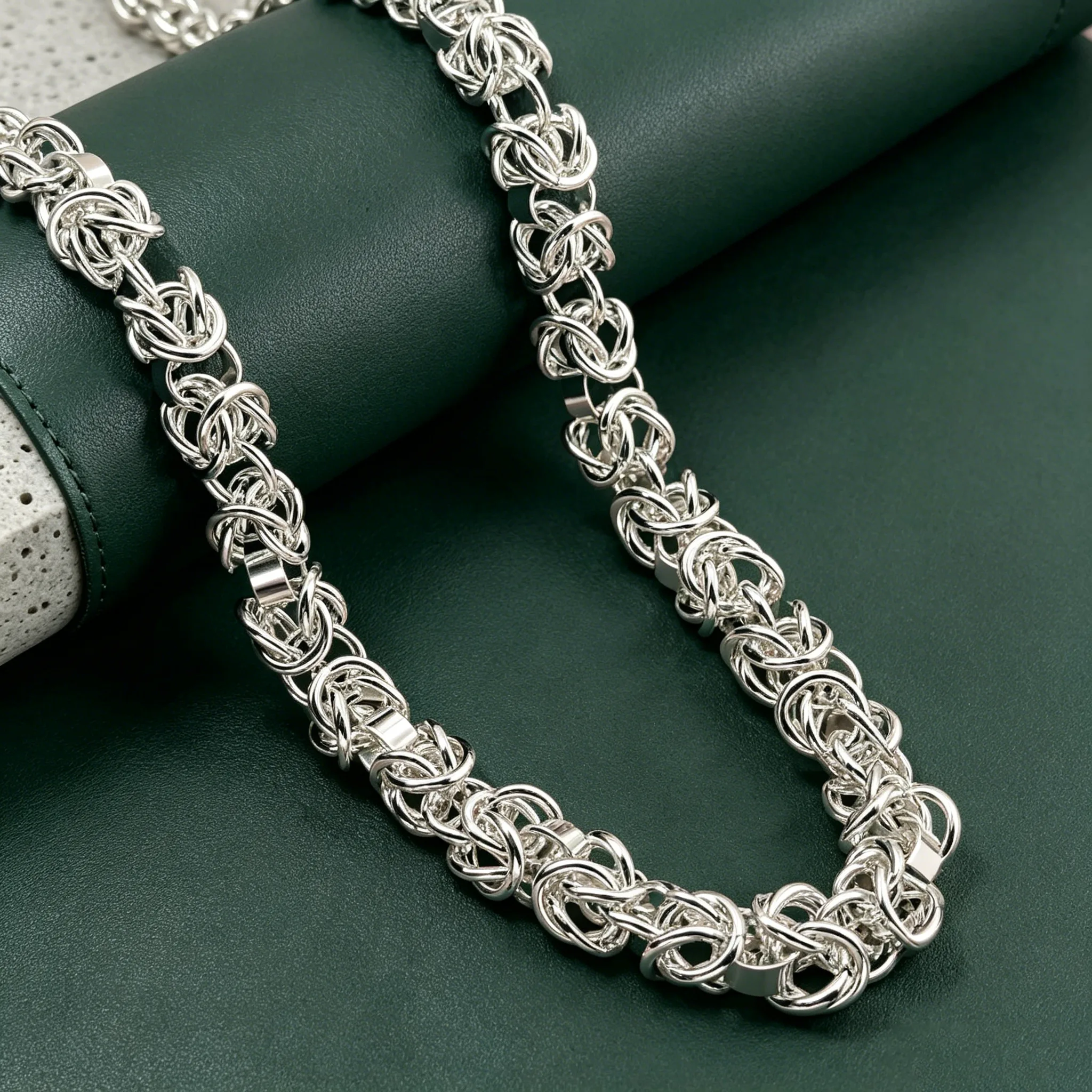 925 Silver Plated Interwoven Dragon Chunky Chain Lobster Clasp Punk Trendy Bold Unisex Statement Women Fashion Necklaces