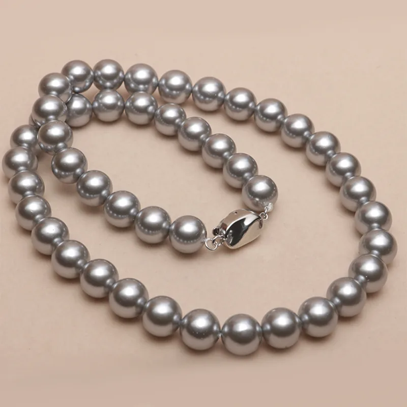 Smooth Round Shell Pearl Beaded Chain Multi Color Plain Design Elegant Dainty Versatile Daily Fashion Necklaces Jewelry for Women Wedding view 2