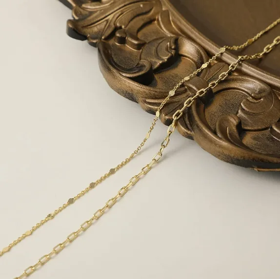 Double Layer Paperclip Tiny Dot Cable Chain Golden Minimal Dainty Daily Stackable Women Fashion Necklaces view 2