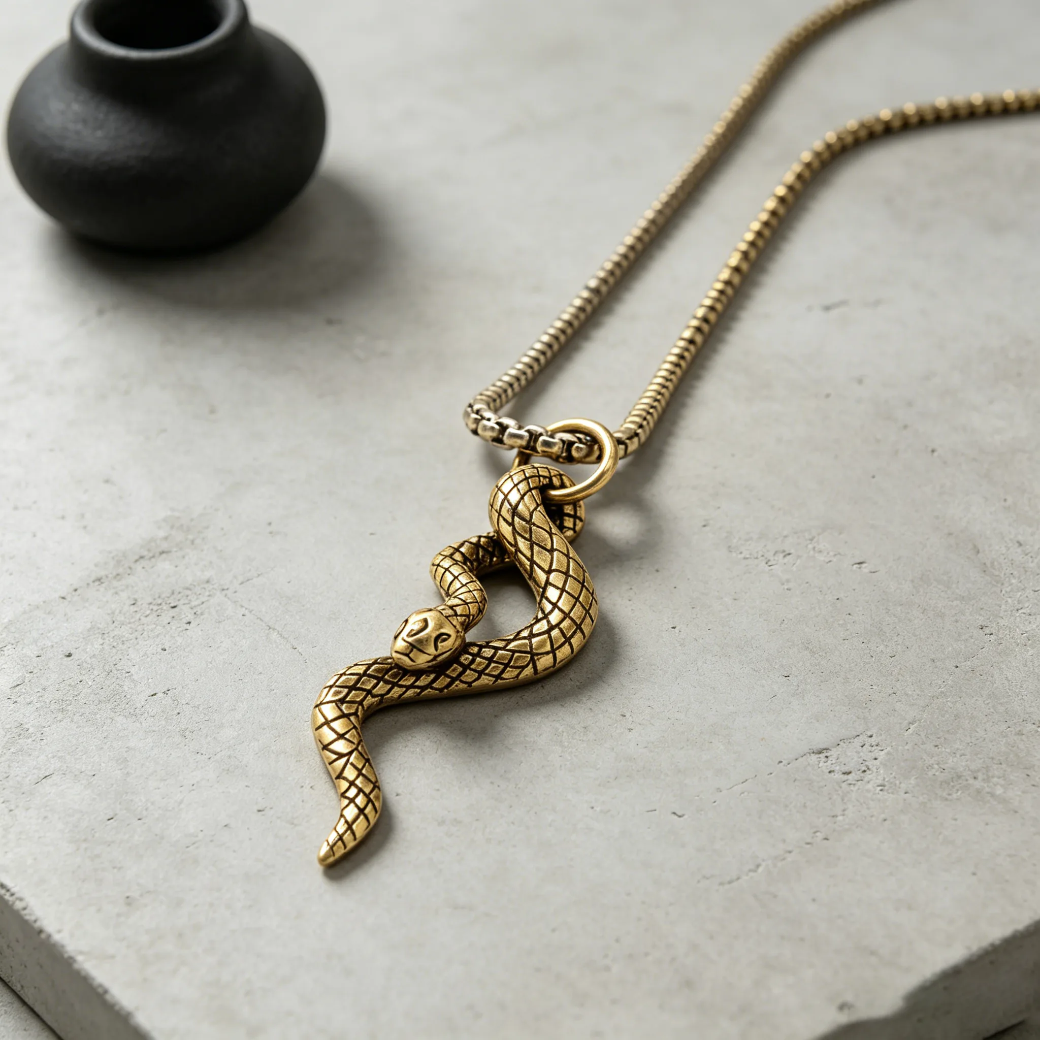 Hypoallergenic Waterproof Anti Tarnish Titanium Steel Twisted Snake Pendant Box Chain Punk Retro Unisex Trendy Animal Statement Necklaces view 2