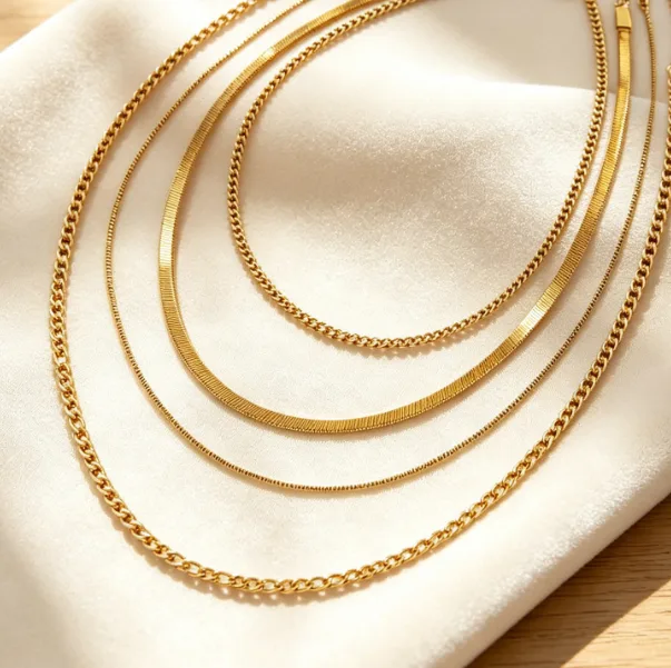 Layered Snake Chain Necklace Set Stainless Steel Necklaces for Women Herringbone Dainty Minimalist Statement Boho Aesthetic Jewelry