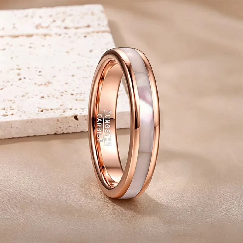 Muxcor Vintage Personalized Simplicity 18K Rose Gold Plated Tungsten Rings Trendy Party Fashion Jewelry Men's Rings for Women
