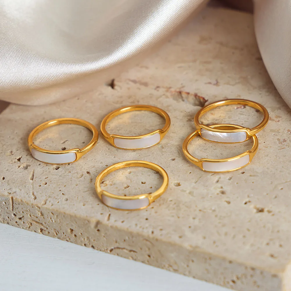 Wholesale 18K Gold Plated Stainless Steel Designer Rings Trendy Plain Stacked Rings for Women Weddings Hot Sale view 2
