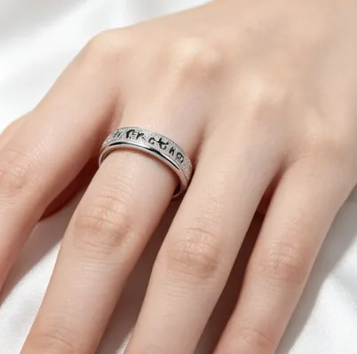Spinning Engraving Ring Silver Plated Rings for Women Non Tarnish Rings Stainless Steel Y2k Rings Fashion Jewelry Ring view 3