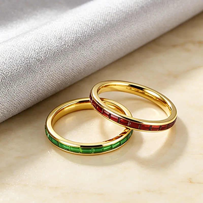 Wholesale 18K Gold Plated Stainless Steel Designer Rings for Women Trendy Geometric Rhinestone Rings for Women Weddings Hot Sale