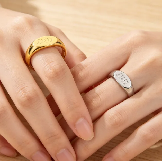 Spinning Engraving Ring Silver Plated Rings for Women Non Tarnish Rings Stainless Steel Y2k Rings Fashion Jewelry Ring view 2