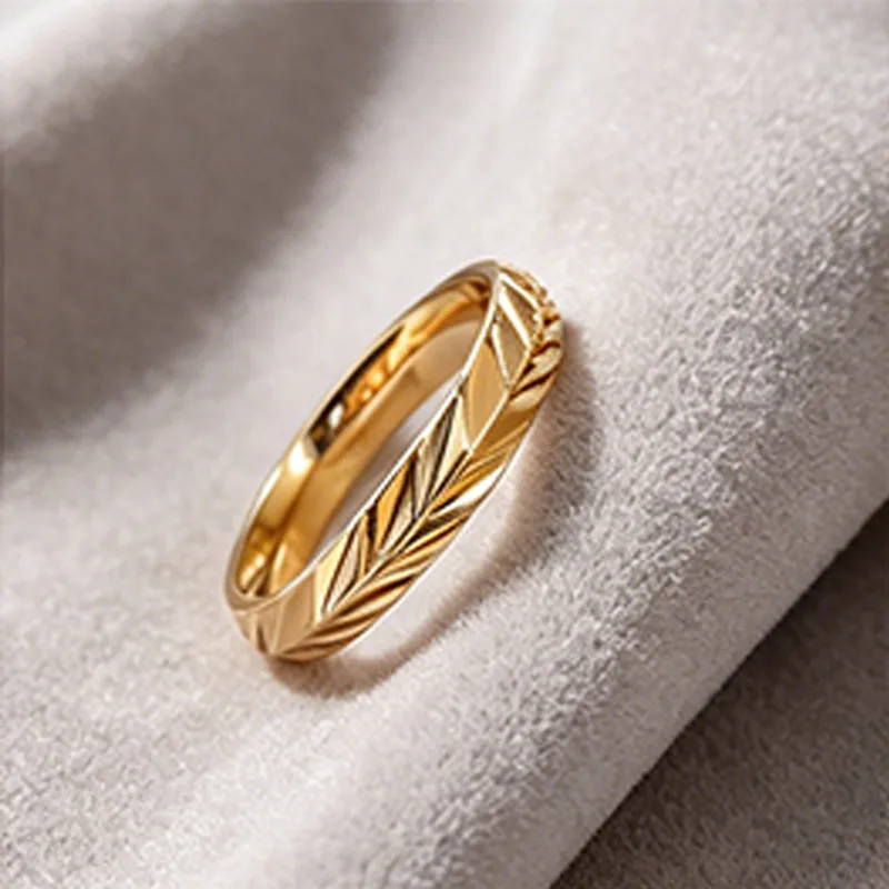 Hip Hop Wheat Pattern Rings Stainless Steel 18K Gold Plated Non Tarnish Adjustable Rings for Women Men Designer Rings