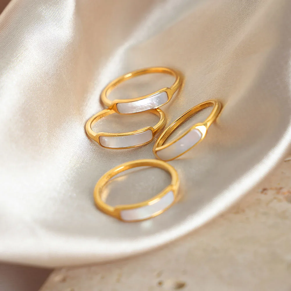 Wholesale 18K Gold Plated Stainless Steel Designer Rings Trendy Plain Stacked Rings for Women Weddings Hot Sale view 3