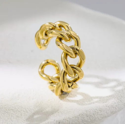 Adjustable Geometry Chain Rings Stainless Steel Couple Rings for Women Oval Cluster Designer Rings in Gold Silver for Gift
