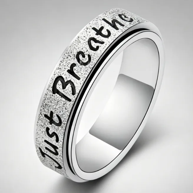 Spinning Engraving Ring Silver Plated Rings for Women Non Tarnish Rings Stainless Steel Y2k Rings Fashion Jewelry Ring view 2
