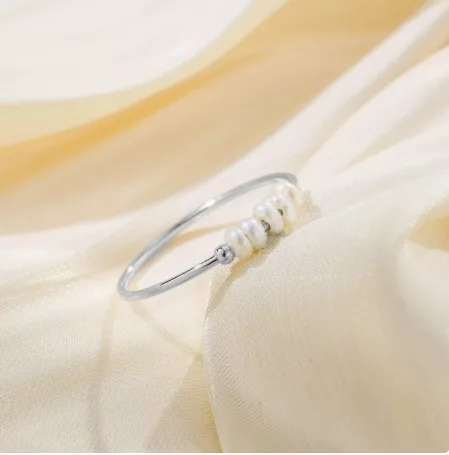 Waterproof 18K Gold Plated Designer Rings Stainless Steel Pearl Cute Square Y2K Rings for Women Engagement Wedding Gift Jewelry view 3