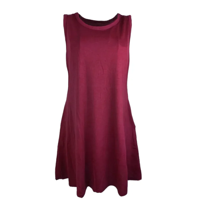 Women’s Sleeveless Vest Dress With Pockets, Classic Elegant Midi Dress In Stock view 2