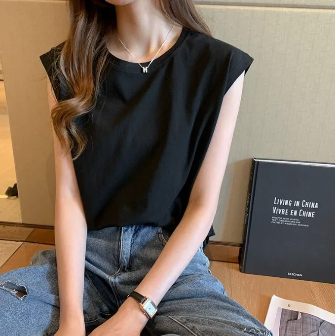 Women Summer Sleeveless Tank Top Loose Lazy BF Style Black Casual Vest