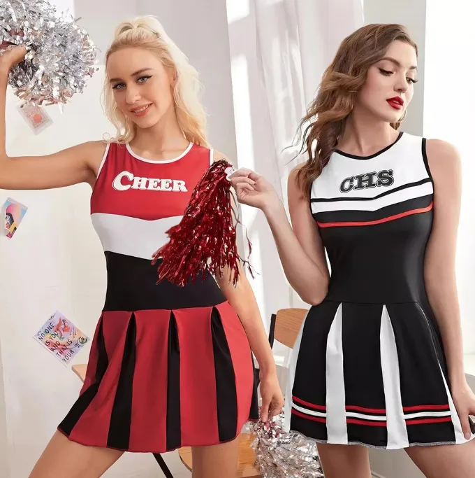Women Cheerleading Aerobics Dance Skirt Stage Performance Cosplay Group Costume