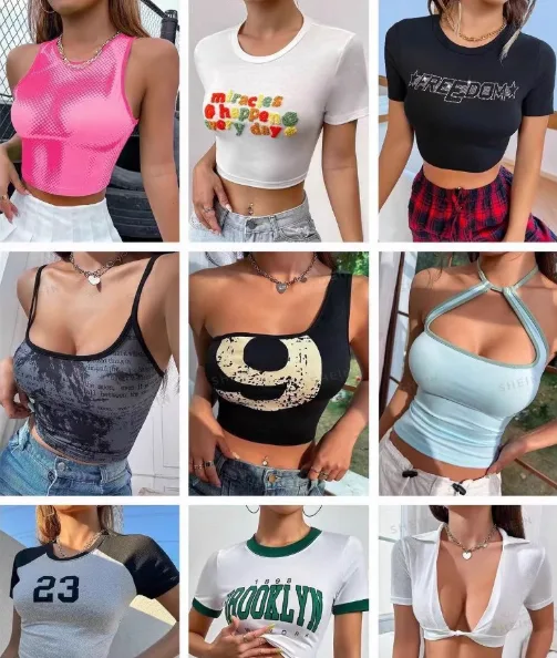 Wholesale Cotton Women Tank Tops Sexy Mixed Style Hot Girl T‑Shirts Direct Manufacturer Supply